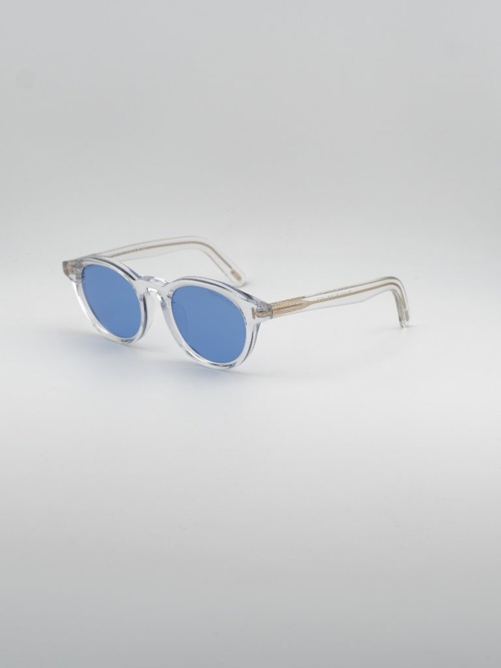 Tom Ford FT1123-D 26V Sunglasses Crystal Round Frame, Blue Lenses